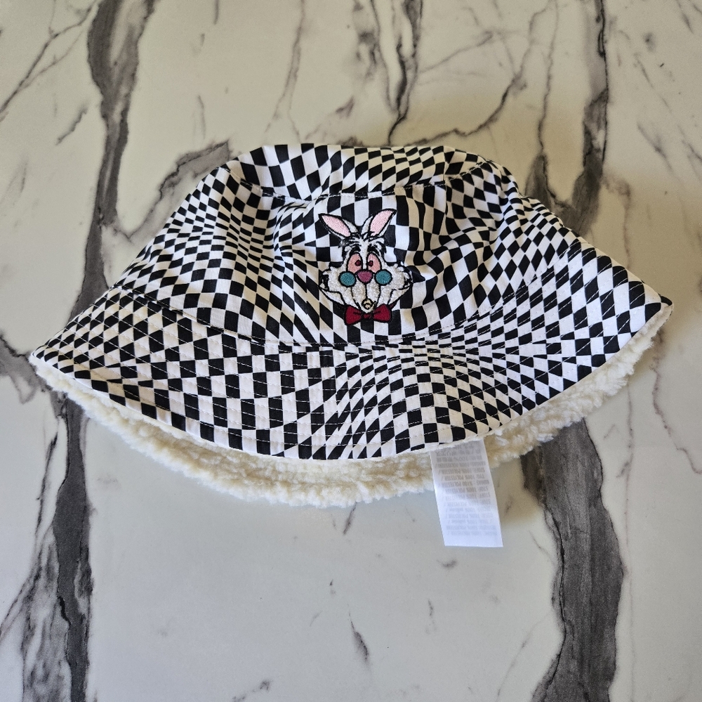 Disney Checkered Bucket Hat with White Rabbit Design